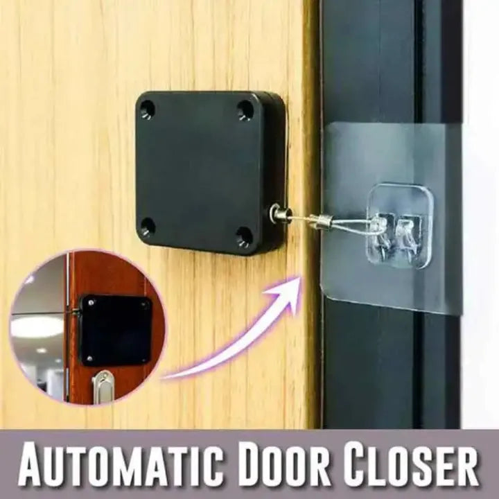 badge Multifunctional Automatic Door Closer Punch-Free Automatic Sensor Door Closer (800g Pull, Wire Rope Length 1.2m) Easy to Install for Various Doors Black Color Door Draft - Door Closer