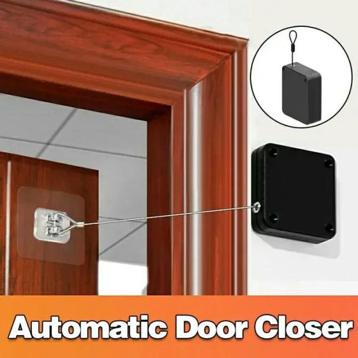 badge Multifunctional Automatic Door Closer Punch-Free Automatic Sensor Door Closer (800g Pull, Wire Rope Length 1.2m) Easy to Install for Various Doors Black Color Door Draft - Door Closer